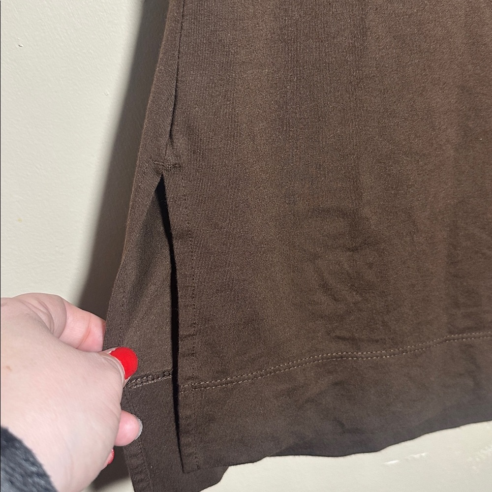 J Jill Petite Small Brown Luxe Supima Ballet Sleeve Tunic Top - Picture 3 of 4